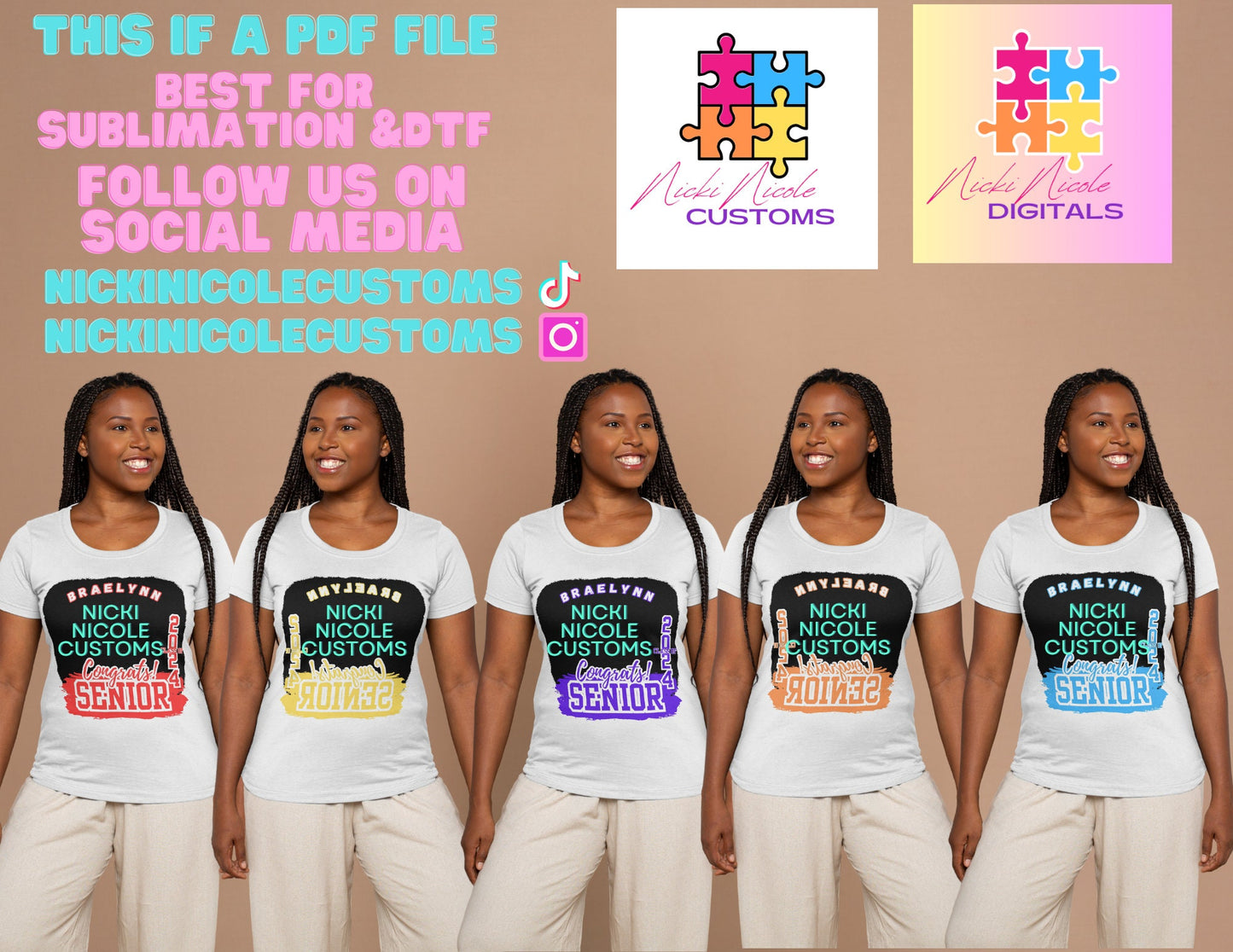 Grad T-shirt Bundle of 8. Editable (Made In Canva) (Updated 2025 Bundle)