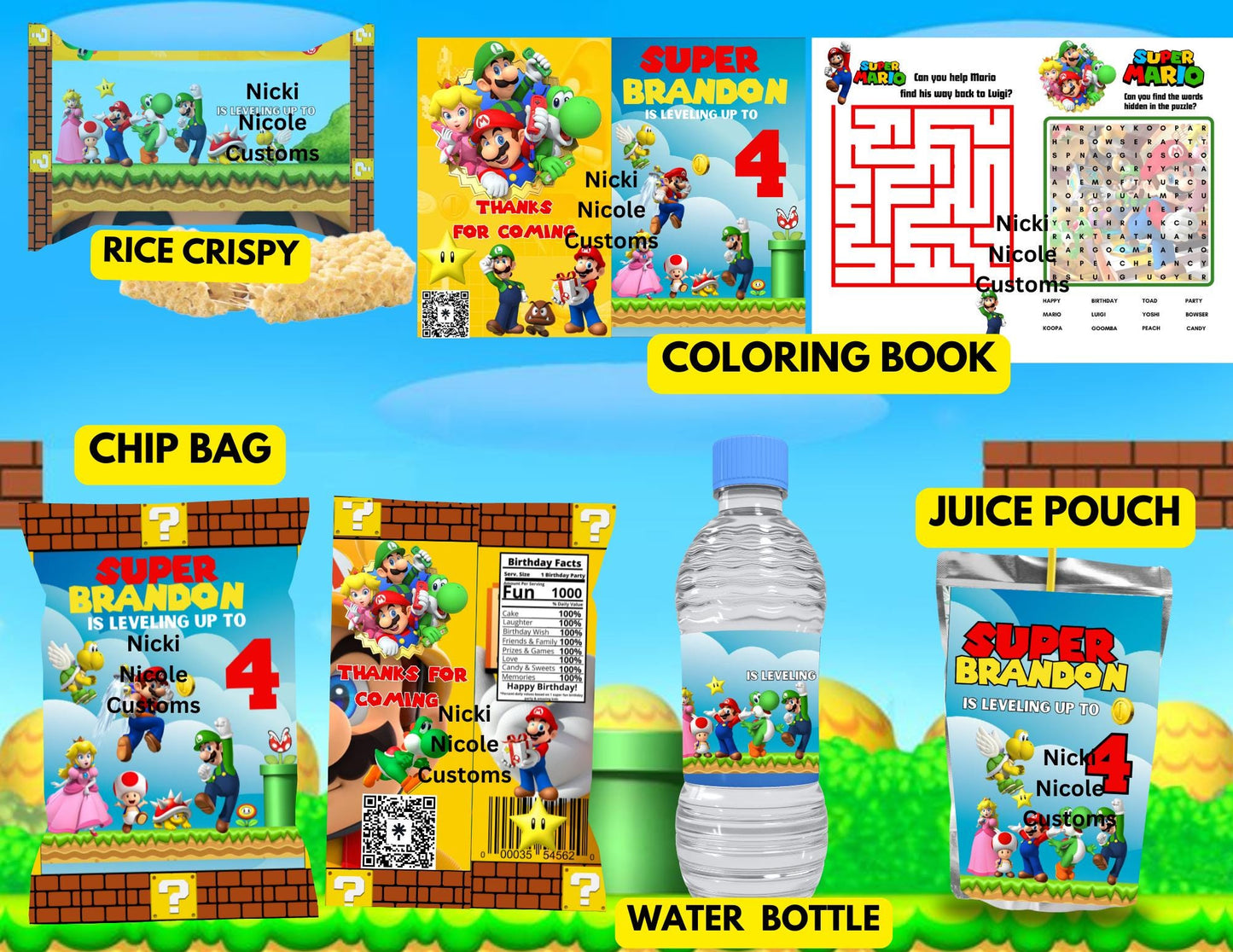 Mario Super Party Favor Bundle (READ DESCRIPTION)