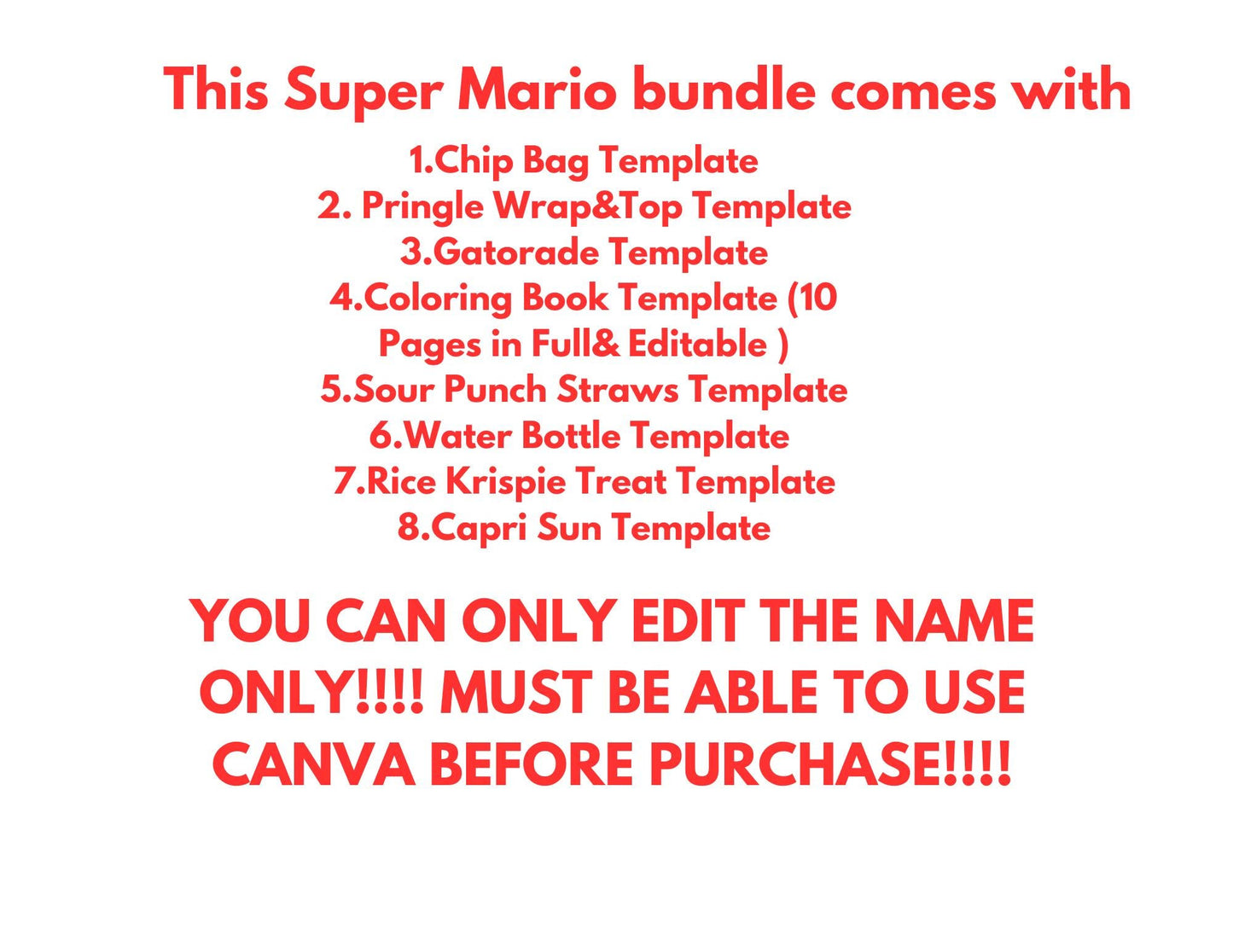 Mario Super Party Favor Bundle (READ DESCRIPTION)