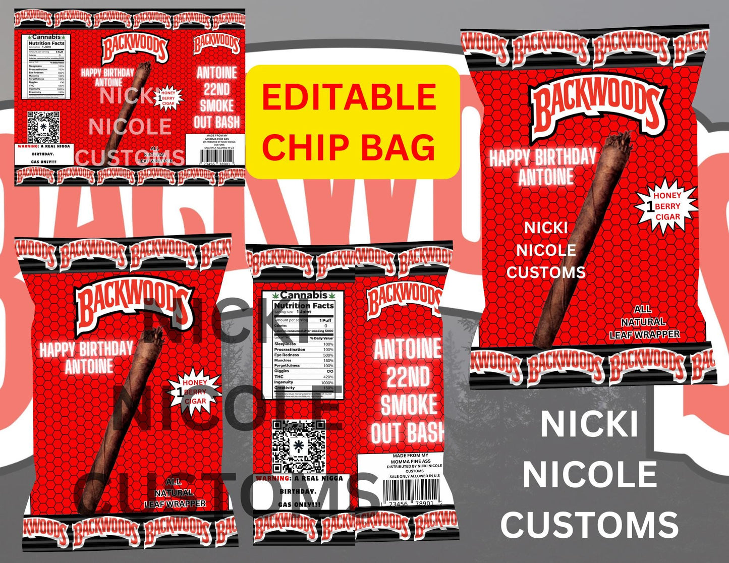 Adult Backwood Party Favor Chip Bag!