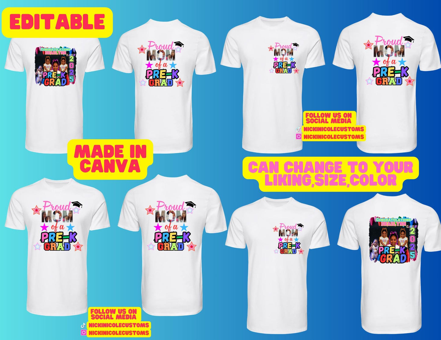 2025CrayonPreK Grad Shirt Template (Bundle Of 2 Editable)