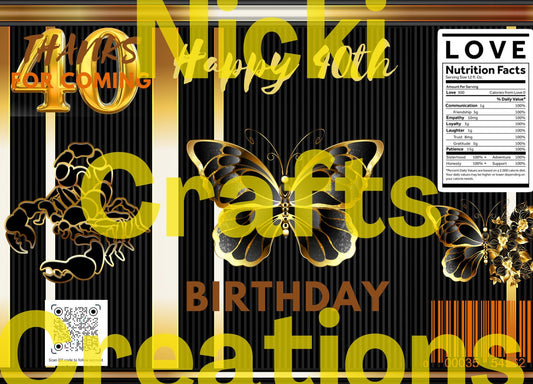 Happy 40th Birthday Chip Bag (Gold,Black&butterflies,scorpio)
