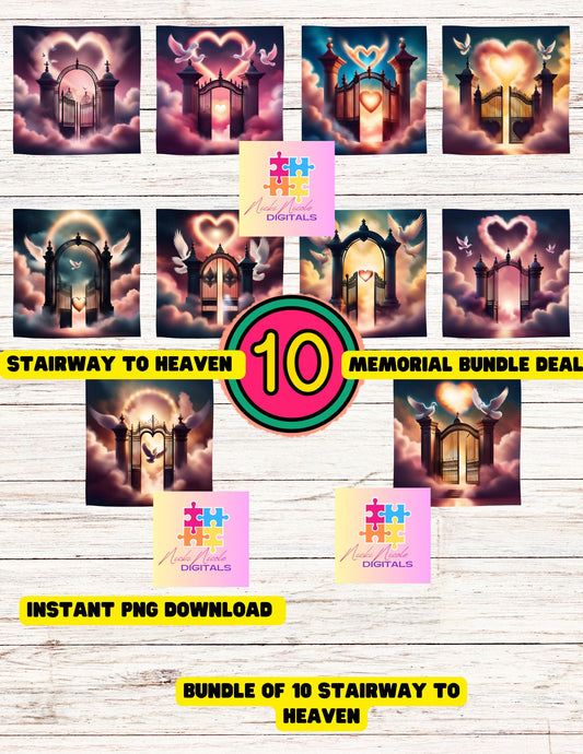 Heart Memorial Staircase BUNDLE DEAL 10 Png Files
