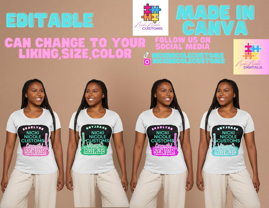 Grad T-shirt Bundle of 8. Editable (Made In Canva) (Updated 2025 Bundle)