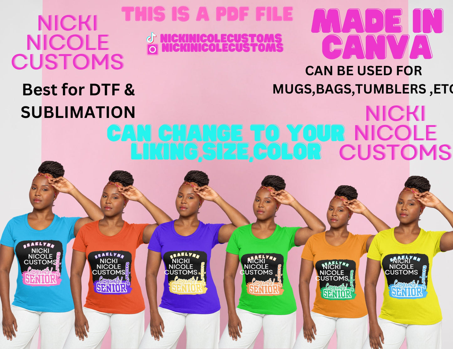 Grad T-shirt Bundle of 8. Editable (Made In Canva) (Updated 2025 Bundle)