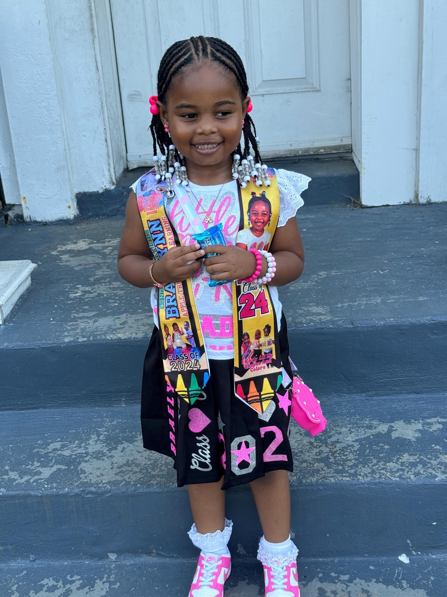 Little Ms Pre K Grad Custom Stole ,Pencil stole 2025 (editable)